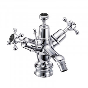 Burlington Смеситель для биде Claremont Regent со сливным клапаном Полный оборот с черным акцентом CLR13 BLA