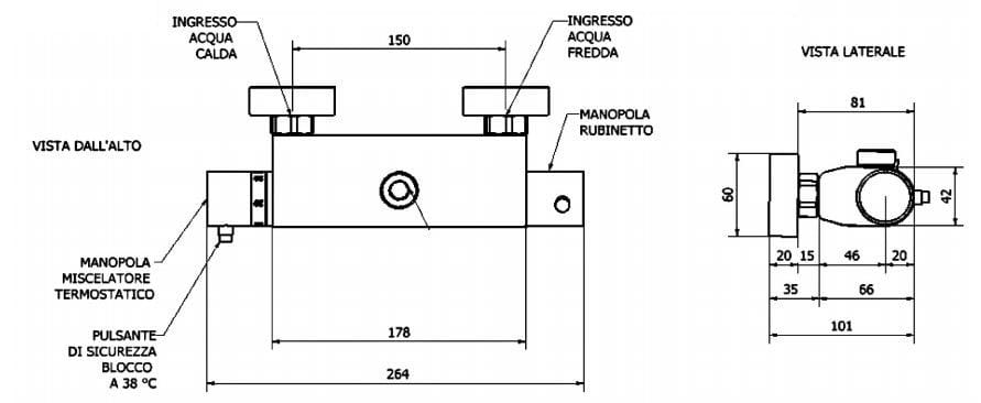 Термостатический смеситель для душа с 2 отверстиями Thermomat Thermo-mix ARCH-00108247 - Вид №2