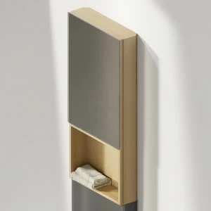 Верхний модуль со стеклянной дверью MONOLITH с полкой натуральный дуб