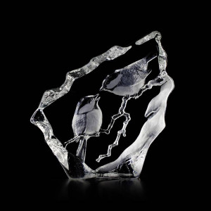 33592 Скульптура из прозрачного хрусталя "Болотные гаички", 160/165 мм. Maleras