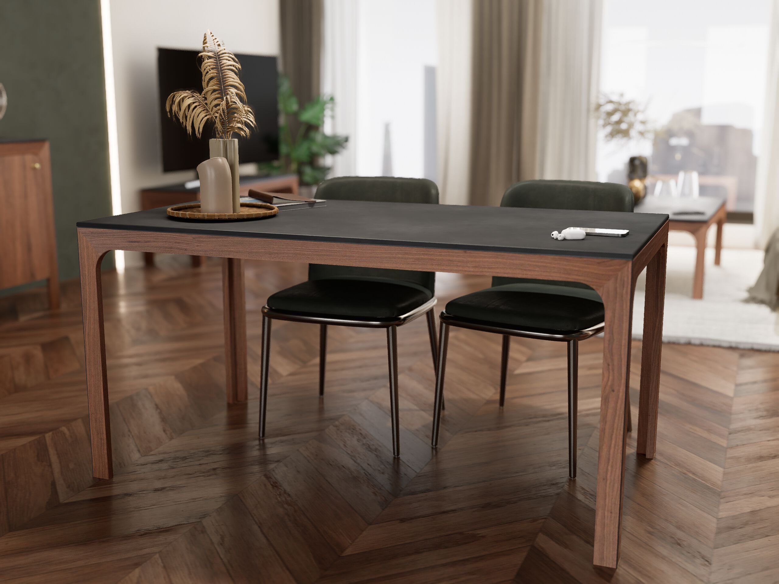 Стол из орехового дерева с столешницей из смолы Antoine Perdrieau Marietti ARCH-00041486