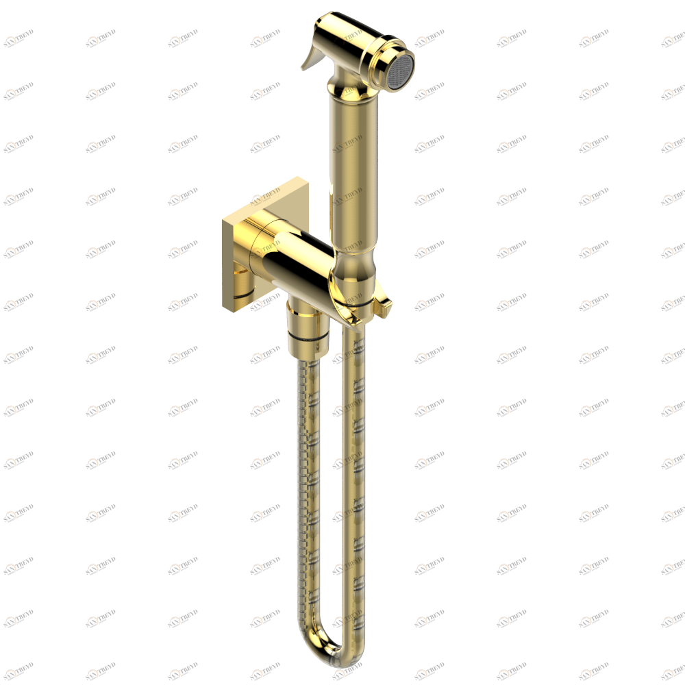 G1T-5840/9 Комплект для гигиенического душа: лейка с клапаном, усиленный шланг 1,25м и вывод для шланга со встроенным защитным остановом Thg-paris Beluga Золото G1T 5840/9 CAT.F