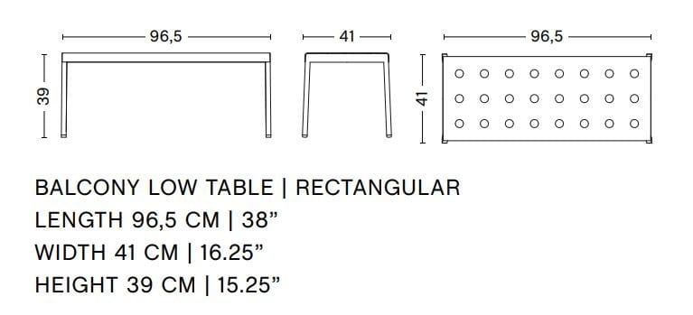Прямоугольный стальной журнальный столик с порошковым покрытием Hay балкон ARCH-00149063 - Вид №3
