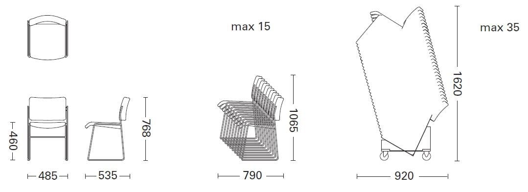 Штабелируемый стул из стали и дерева Howe 40/4 ARCH-00034360 - Вид №13