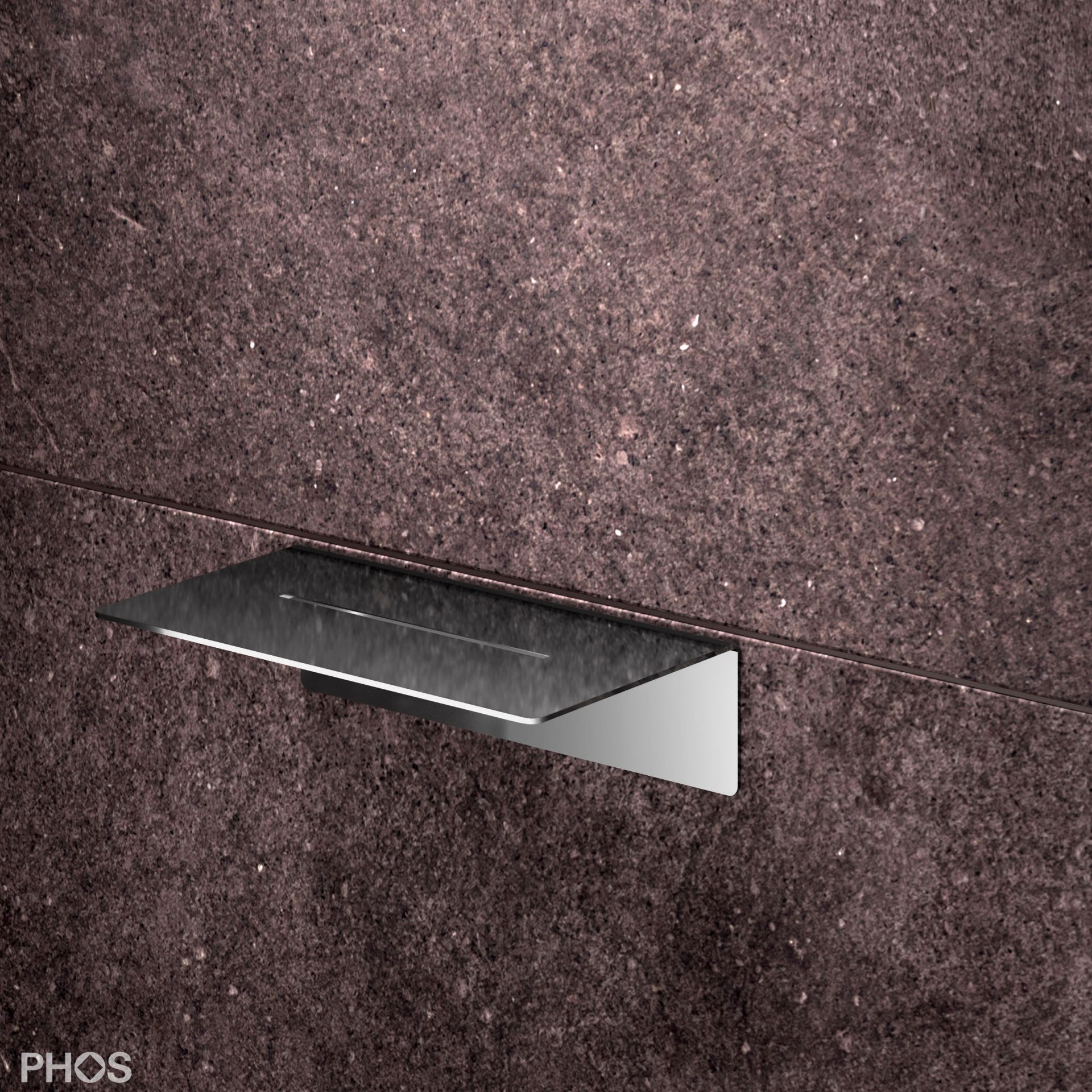 DA200K-PL Полка для душа клееная, длина 20 x глубина 12 см, полированная PHOS 