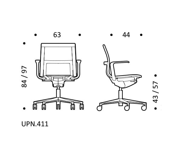 5-спицевое вращающееся сетчатое офисное кресло с колесами ICF стул ARCH-00038880 - Вид №3