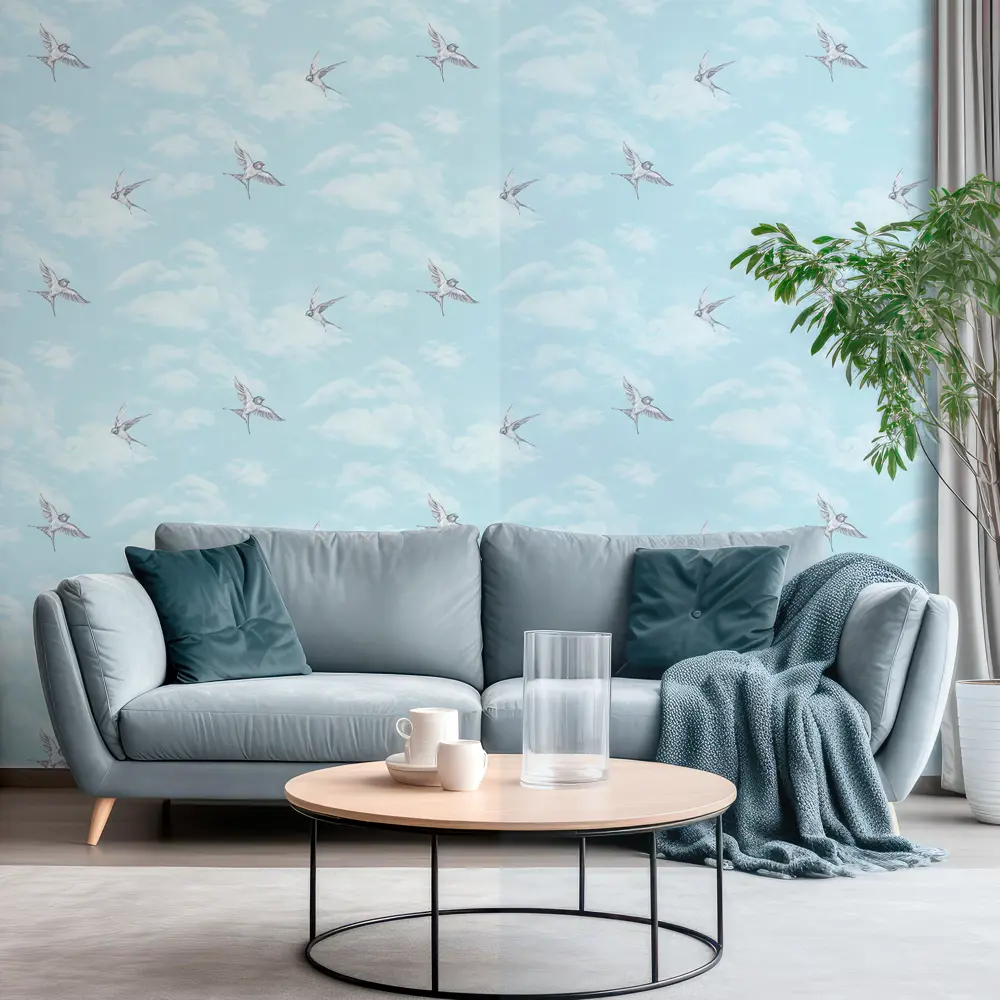 Wallsecret Liberty - серо-голубые флизелиновые обои с рисунком животных 89397863 STLM-1570974 - Вид №5