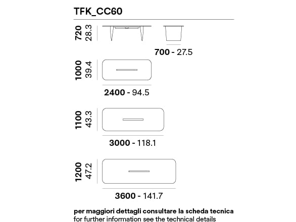 Прямоугольный стол для совещаний из литого алюминия Pedrali FRANK TFK CC ARCH-00052580 - Вид №9