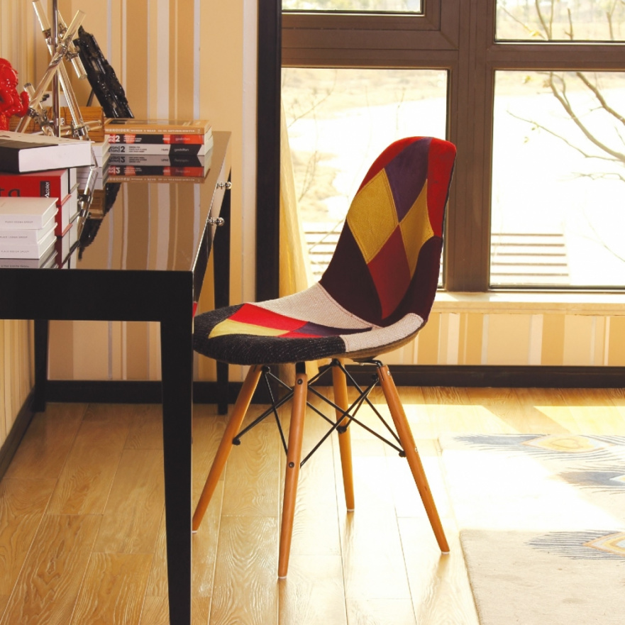 Стул Klassic DSR Patchwork (eames style) TASHOTI ДИЗАЙНЕРСКИЕ, EAMES STYLE 009993 Красный;разноцветный  - Вид №1