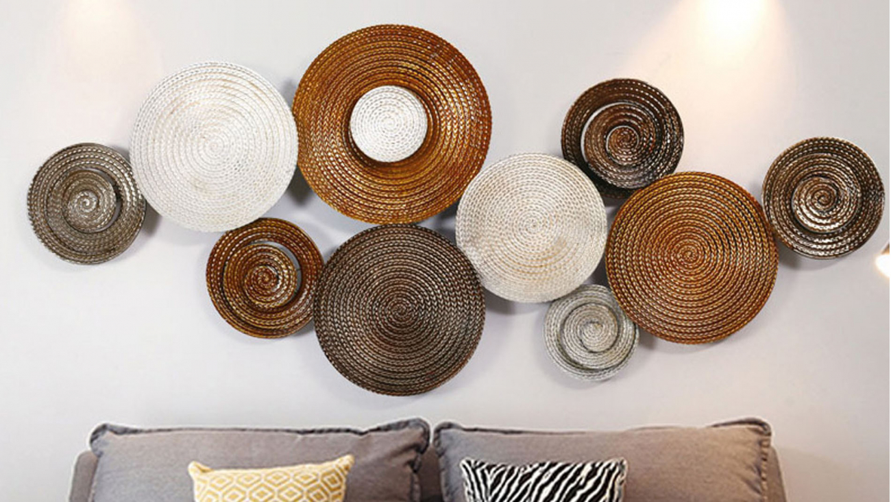 Панно на стену из металла colorful plates 137*58 см. EVENHOME  192753 Золото  - Вид №1