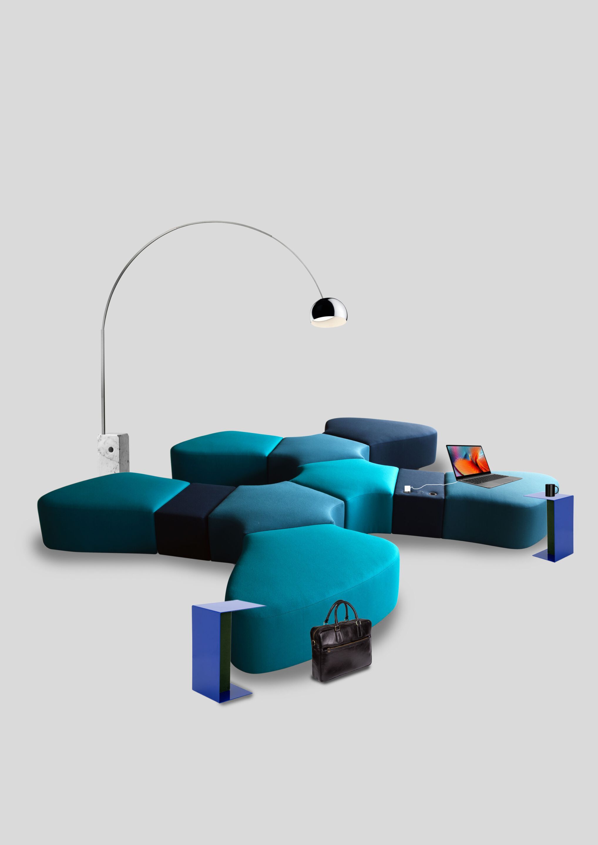 Журнальный столик из окрашенного листового металла с тканевой вставкой Adrenalina Sir-pent ARCH-00090662 - Вид №2