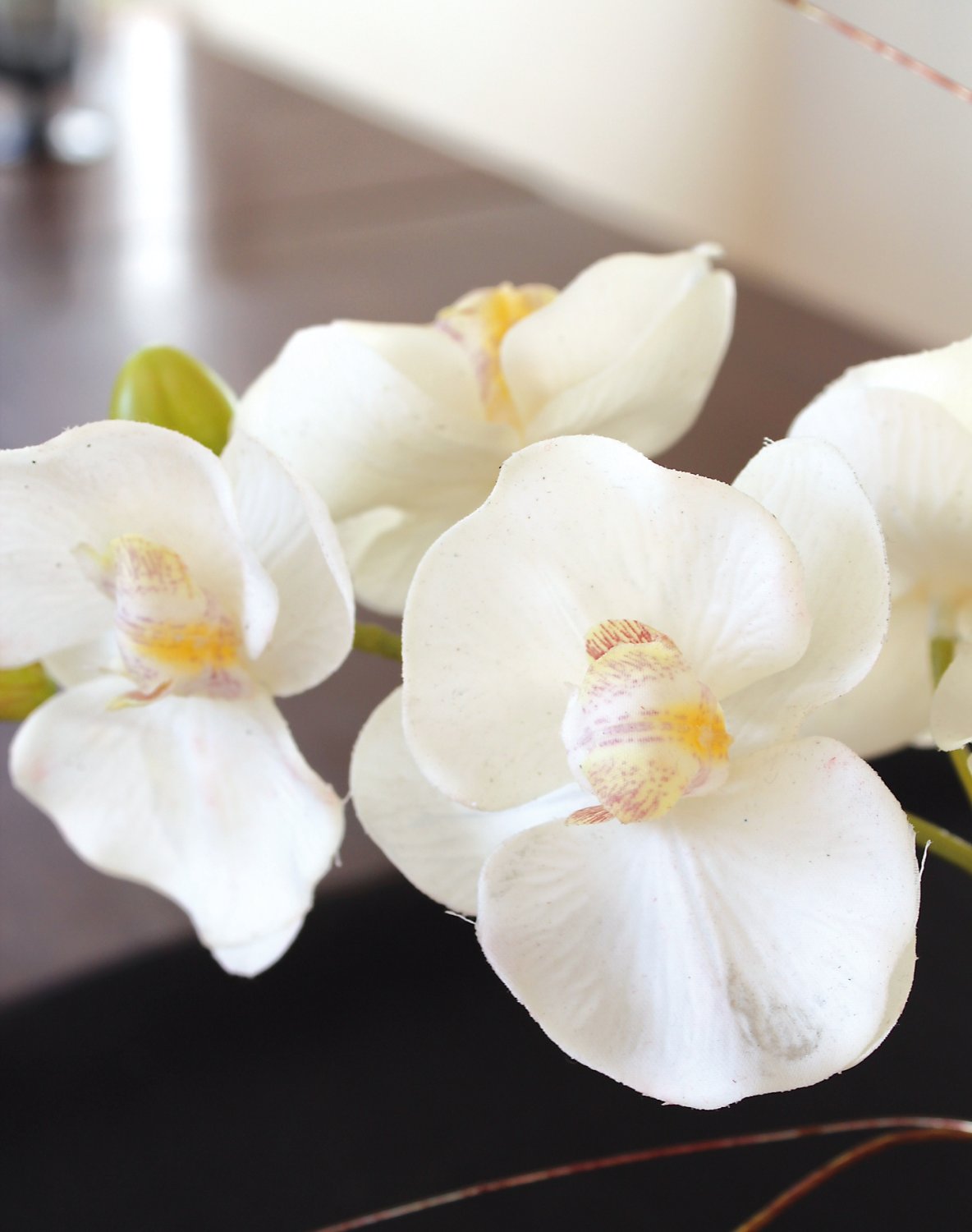 2625 778 a3 Искусственная орхидея Phalaenopsis, 2-х кратная, в керамическом горшке, 54 см, real touch, бежево-белая H-andreas  - Вид №3