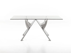 Прямоугольный стол из стали и хрусталя
