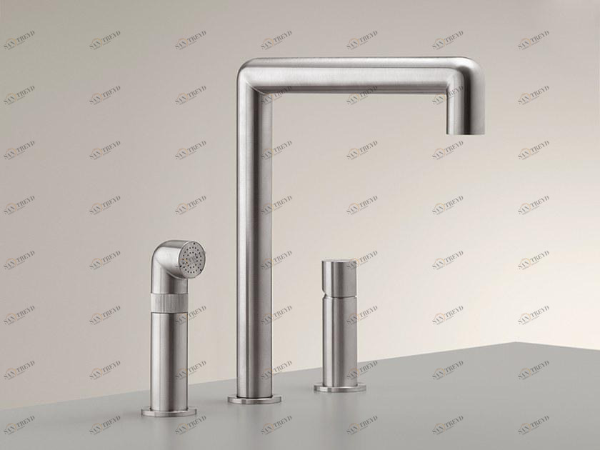 Ceadesign Смеситель для кухни на 3 отверстия из нержавеющей стали с вытяжным душем Cartesio Car 08