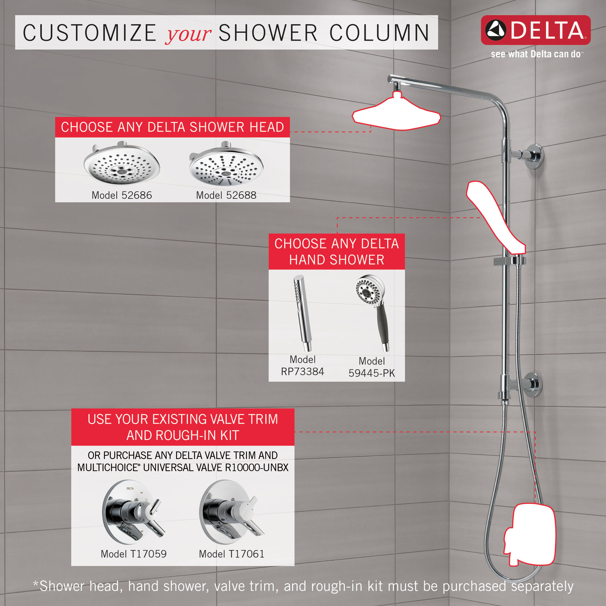 58820-PN Душевая стойка 26 дюймов, круглая Delta Faucet Universal Showering Полированный никель  - Вид №2