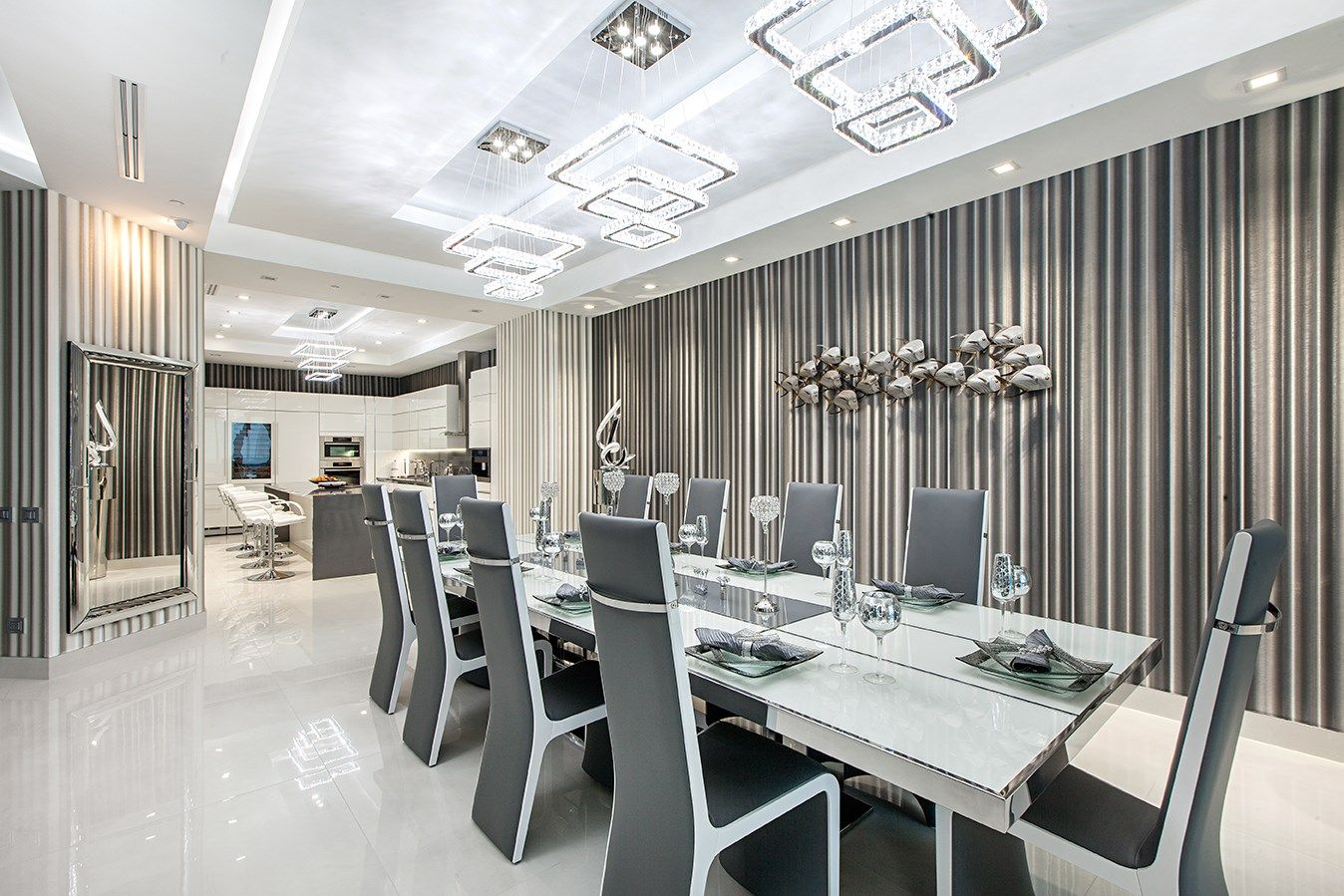 Прямоугольный обеденный стол из нержавеющей стали и стекла Officine Sandrini ARCH-00030119 - Вид №2