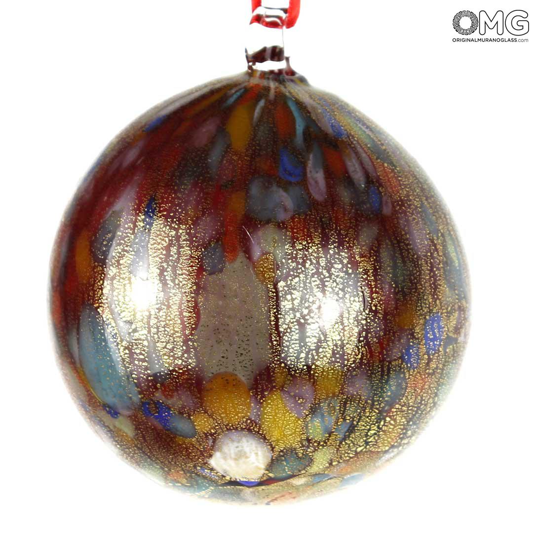 3675 ORIGINALMURANOGLASS Красный Ёлочный шар в крапинку - муранское стекло OMG  см  - Вид №1
