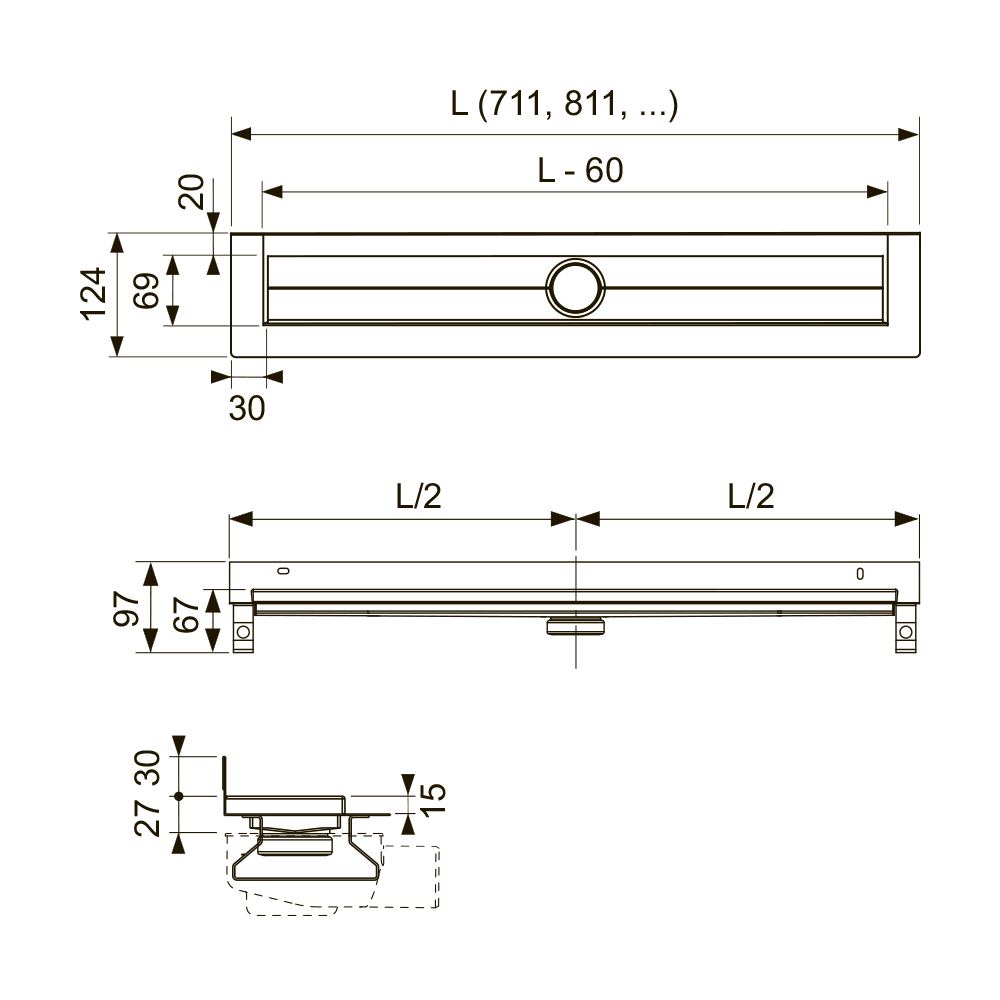 600901 Душевой канал прямой Tece  - Вид №1