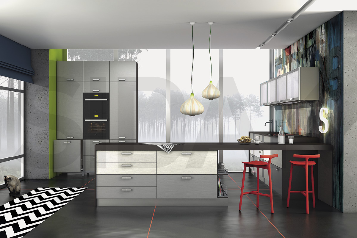 Фасады для кухни Модерн Фрезеровка «Модерн» Джут кремовый SL4 SIDAK SIST183-1039 - Вид №1