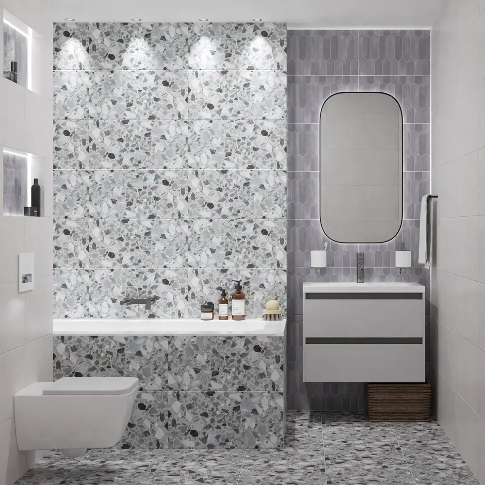 Настенная плитка Azori Salieri Grey 31.5x63 см 1.79 м² глянцевая цвет серый 89453955 STLM-2092768 - Вид №5
