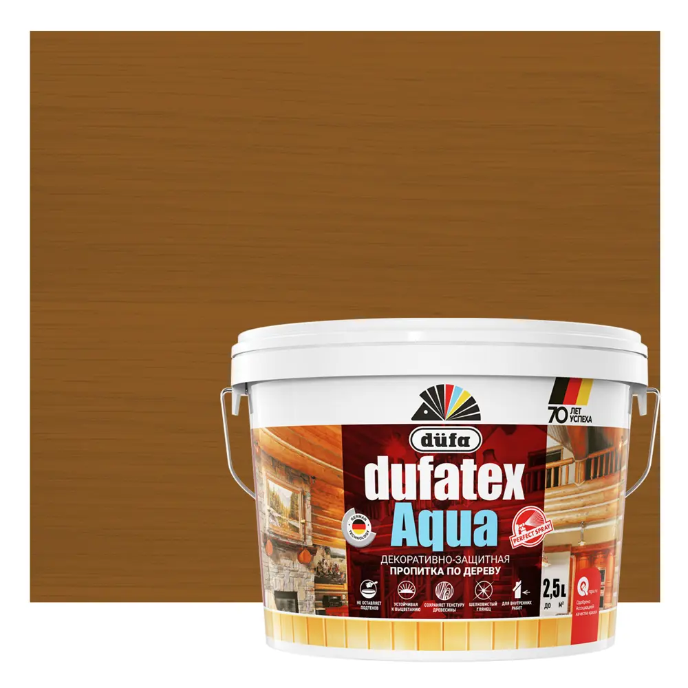 Dufa Aqua Пропитка для дерева цвета Тик 2.5 л - защита и эстетика 12352505 STLM-0001940