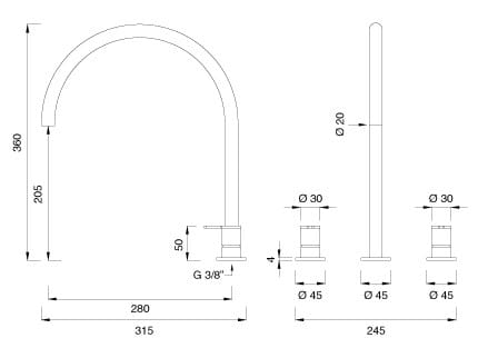 Смесители с 3 отверстиями с поворотным изливом CEADESIGN INNOVO ARCH-00124933 - Вид №1