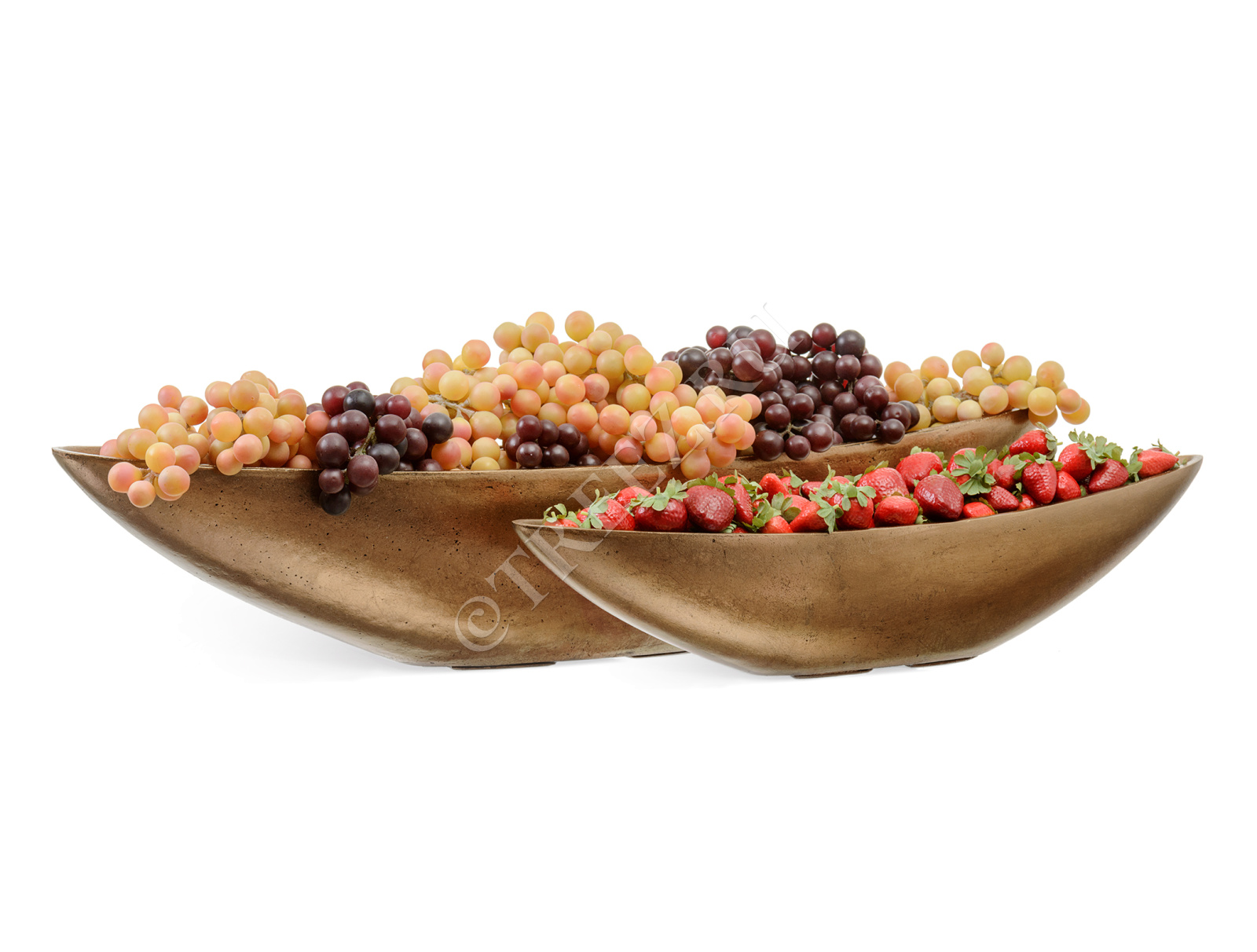 41.3321-04-053-BRS-20/90 Кашпо  Effectory - серия Metal - Ваза-Лодка (2 размера) - Тёмное матовое золото Цветочная коллекция  - Вид №1