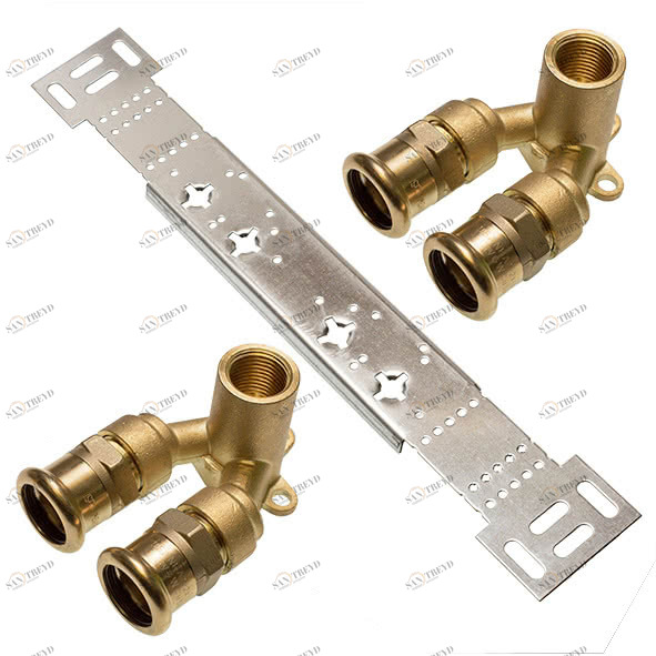 18981G151218 SANHA 8981G монтажный набор, двойная водорозетка ВР 15x1/2x18 мм 