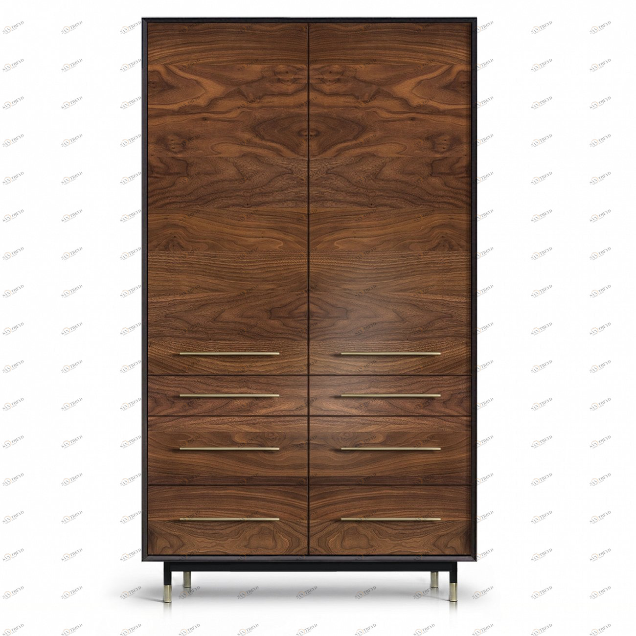 Шкаф платяной двухстворчатый с 6 ящиками американский орех Impala ACWD IMPALA 00-3981938 Коричневый 