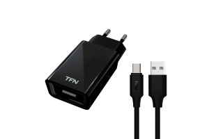 16384966 Сетевое зарядное устройство 1А + кабель microUSB black -WC1U1AMICBK TFN
