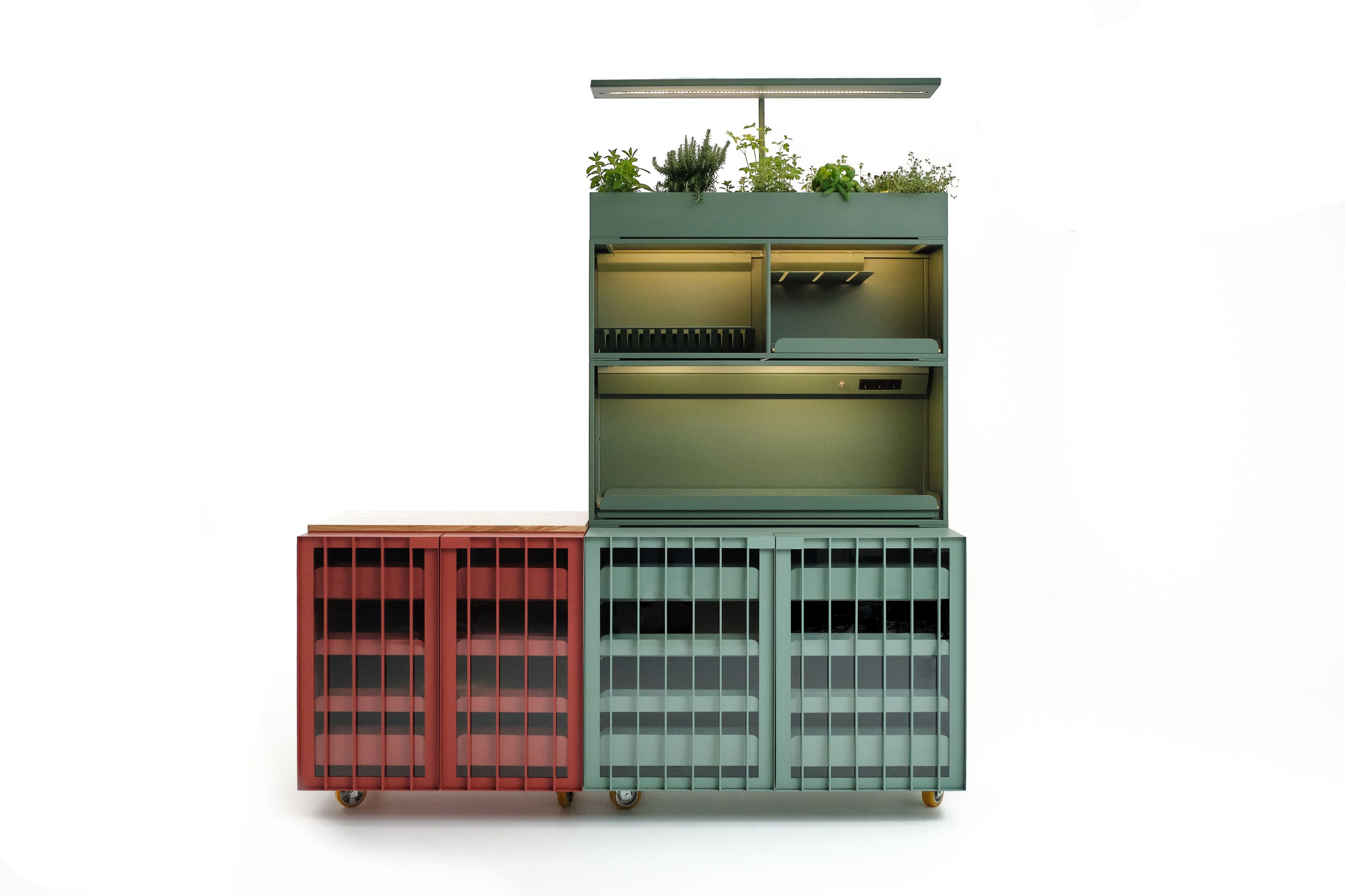 Модульный шкаф из окрашенной стали и оливкового дерева Officine Tamborrino MEMÈ ARCH-00114854 - Вид №13