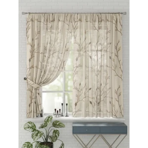 91712604 Комплект штор на шторной ленте Comfy Way Дарби 150x170 см цвет бежевый STLM-1059239