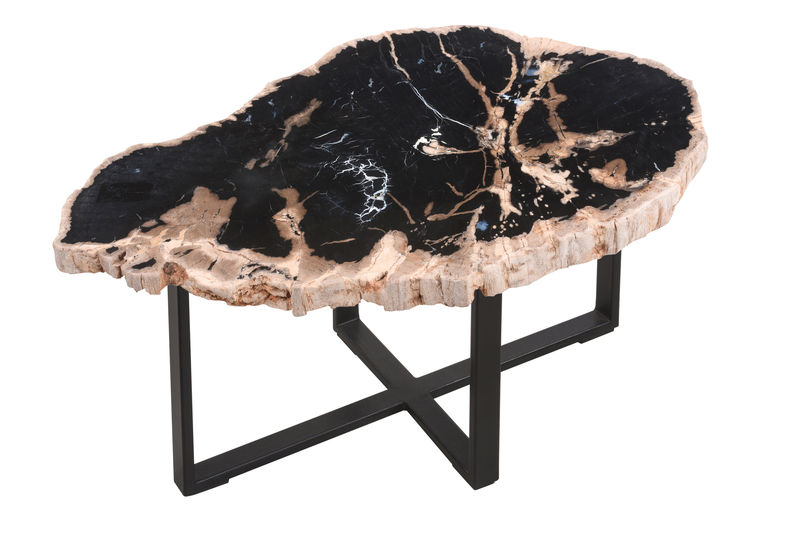 FUBR013 Приставной столик из окаменелого дерева ijlbrown 