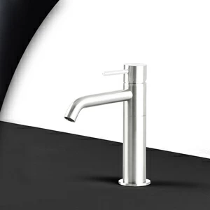 Смеситель для раковины сталь глянцевая с белой ручкой Toki Radomonte TKS2LCIL11