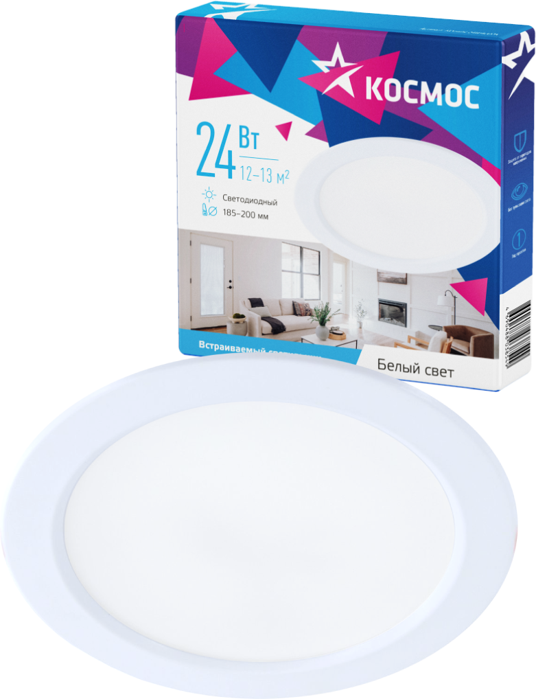 91009320 Панель светодиодная KDownL24W4000K 24 Вт 4000K IP20 STLM-0438259 КОСМОС