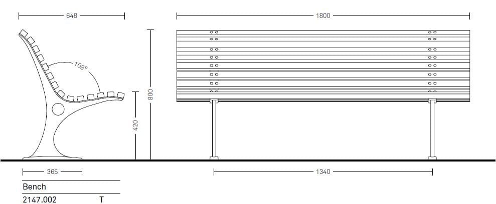 Деревянная скамья со спинкой Neri Gilia ARCH-00100315 - Вид №9