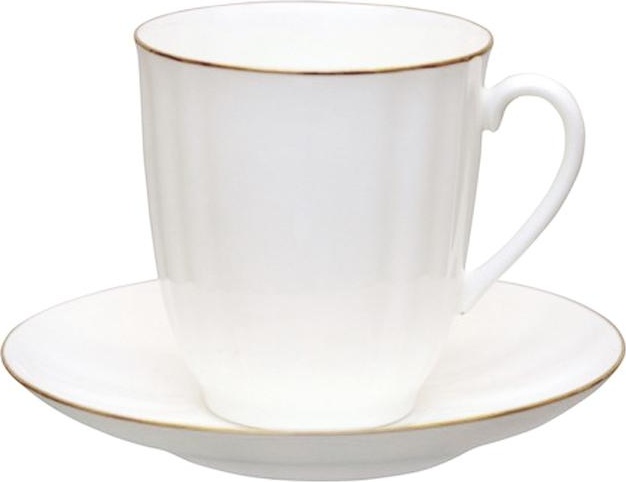 80247 Императорский фарфоровый завод Чашка с блюдцем "Золотой кантик 4" "Ветерок" Фарфор костяной 
