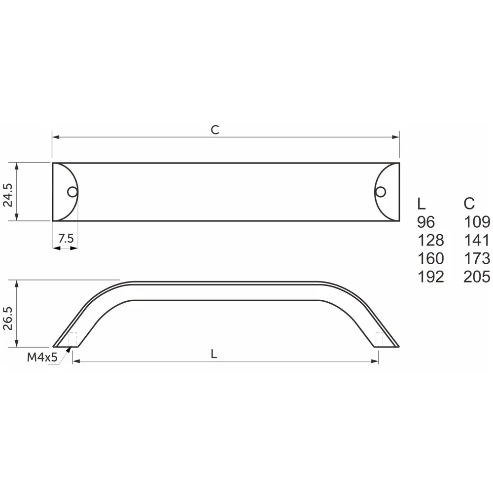 Мебельная ручка-скоба WPY 337 L-96 96 мм белый AKS STLM-2066750 - Вид №5