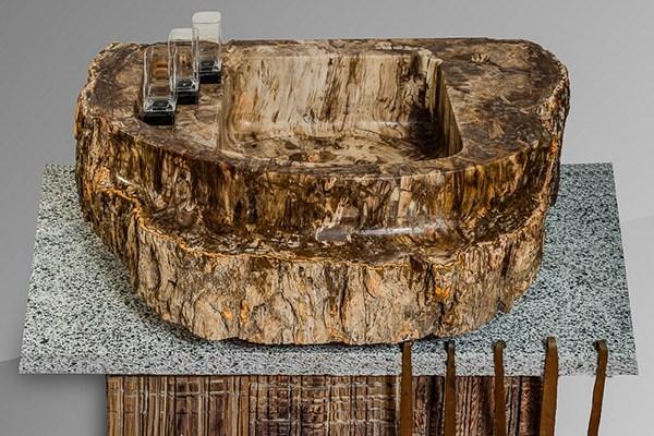 ANTICO TRENTINO Низкий круглый журнальный столик из полимера Tavoli in legno pietrificato sun-id-1452581 - Вид №15