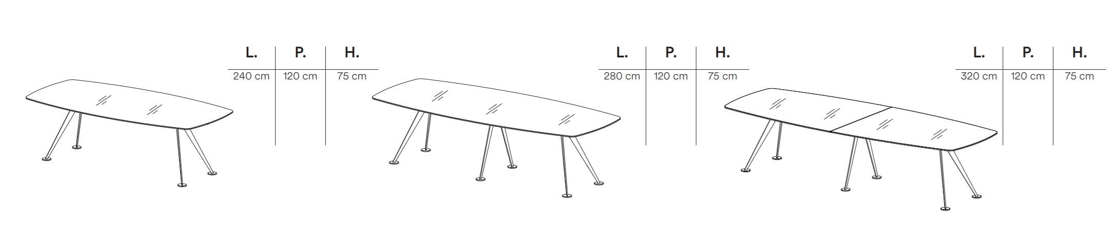 Прямоугольный стеклянный стол для совещаний FREZZA Spike ARCH-00049530 - Вид №3