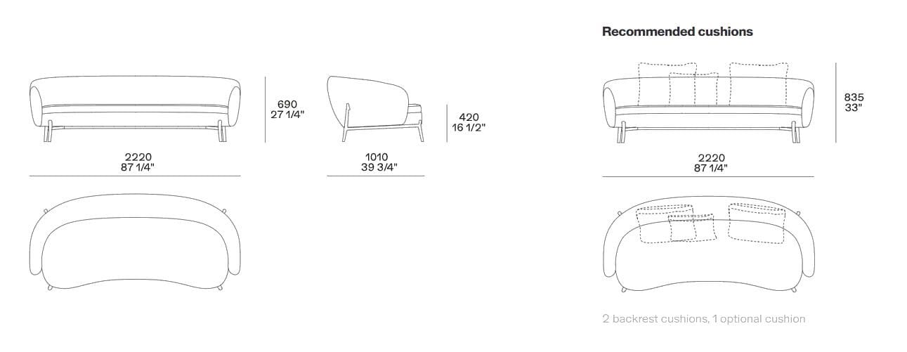Кожаный изогнутый диван Poliform Orbis ARCH-00097950 - Вид №2