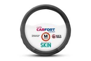16377398 Оплетка Skin кожа, черно-серая, М 60346 Carfort