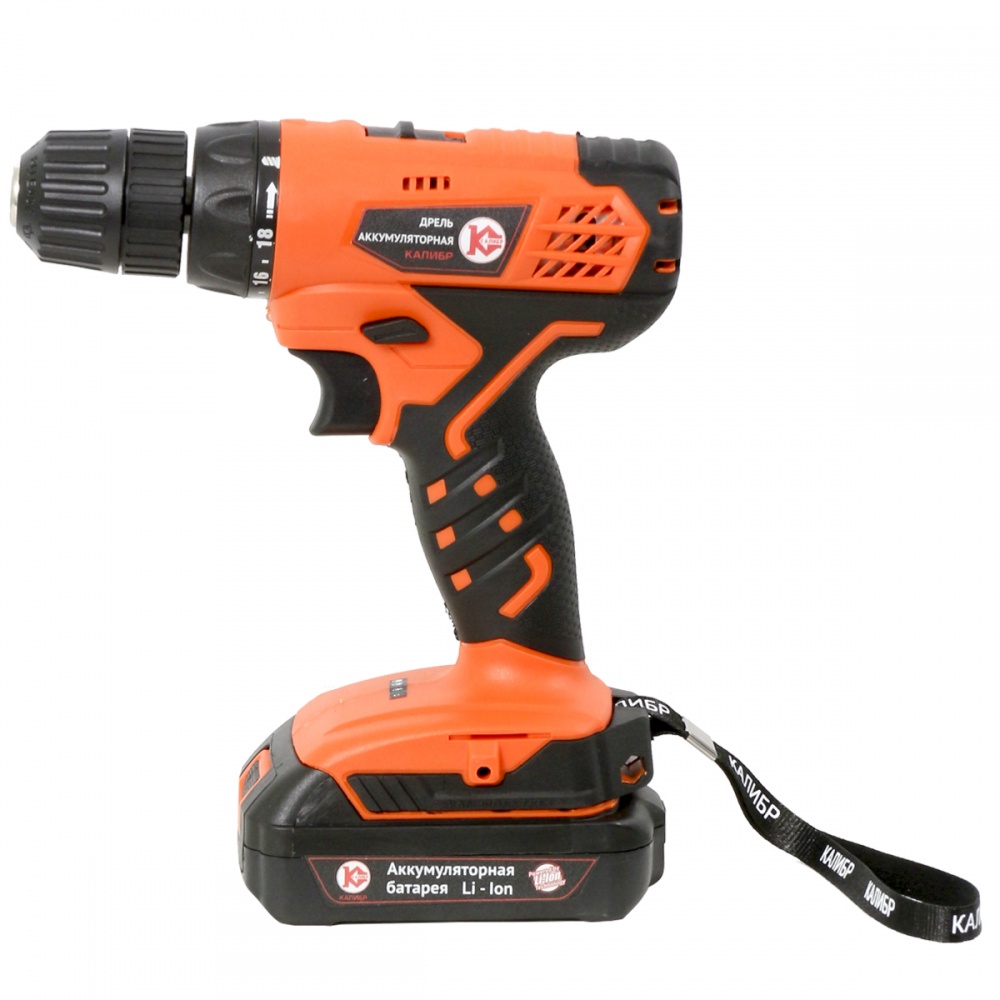 43801 Калибр Аккумуляторная дрель (Li-Ion) ДА-18/2+ 