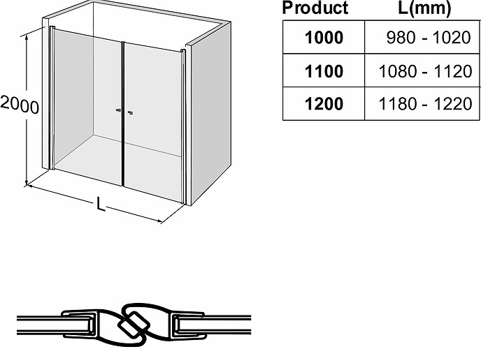 05856089 IDO Showerama 10-0 распашная дверь, Расширяющийся профиль, натуральный  - Вид №3