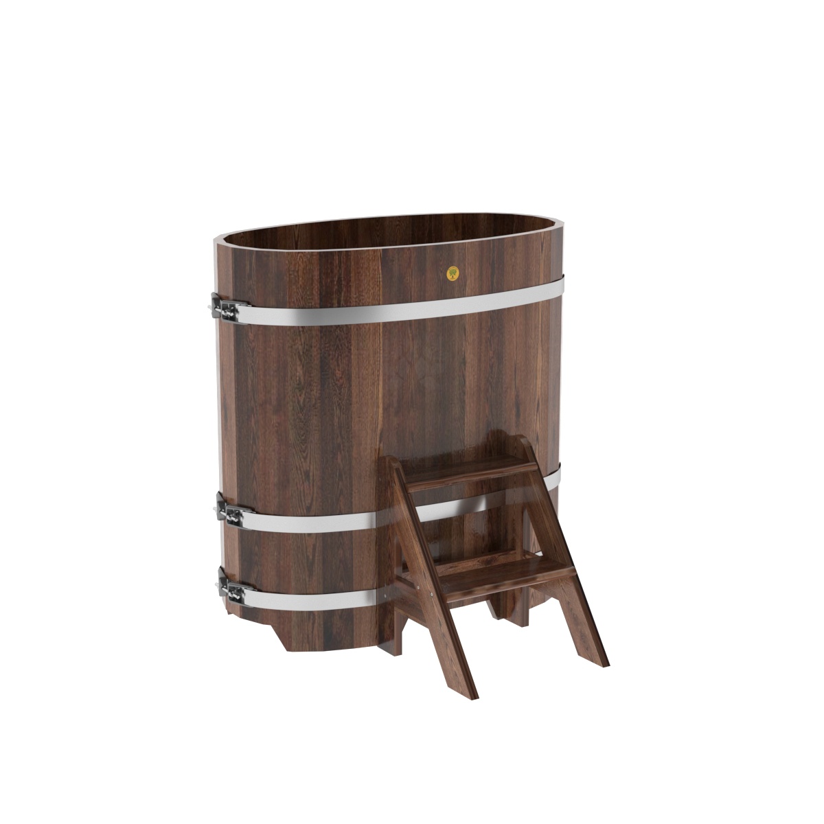 1130 Купель овальная из лиственницы 0,59х1,06х1,10 морёная премиум Alyarus  - Вид №1