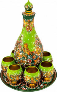 10660472 Хохломская Роспись Набор коньячный 8 пр (Высшая категория) Дерево