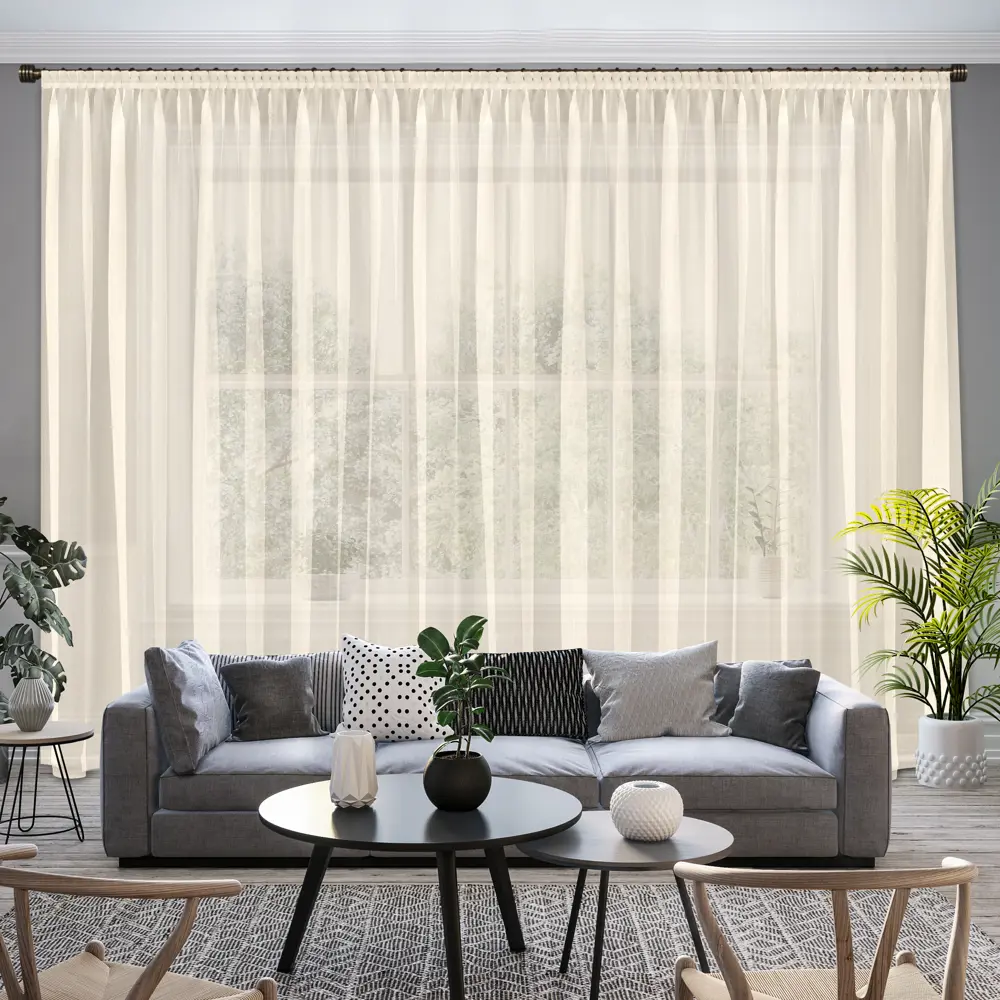 Тюль 1 м/п Однотонный креп 300 см цвет молочный GARDEN STLM-2074602 - Вид №3