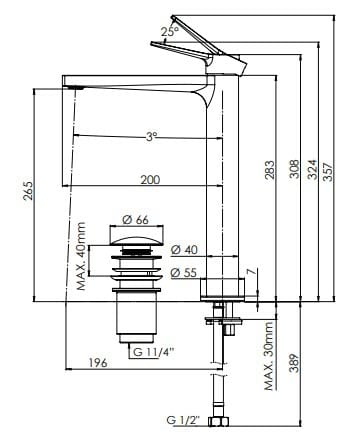 Однорычажный высокий смеситель для раковины Remer Rubinetterie Slash &amp ARCH-00038417 - Вид №2