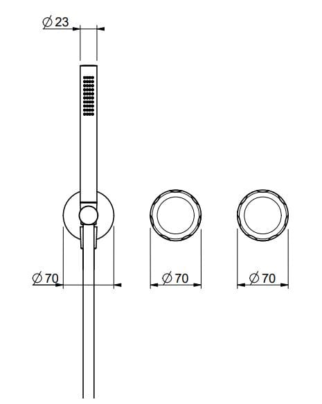 Смеситель для душа с 3 отверстиями и ручным душем QD Magistro Lab Hammer ARCH-00093850 - Вид №2