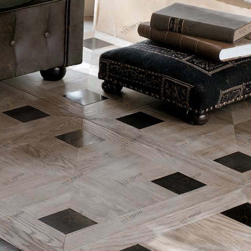 Напольное покрытие из дерева (инкрустация мраморная "nero belgio" из светлого дуба) ddpr24 rc mn Devon Devon INTARSIA Devon&Devon DDPR24RCMN